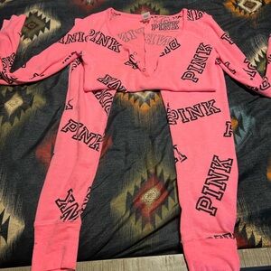 Pink by VS logo onesie! NWOT